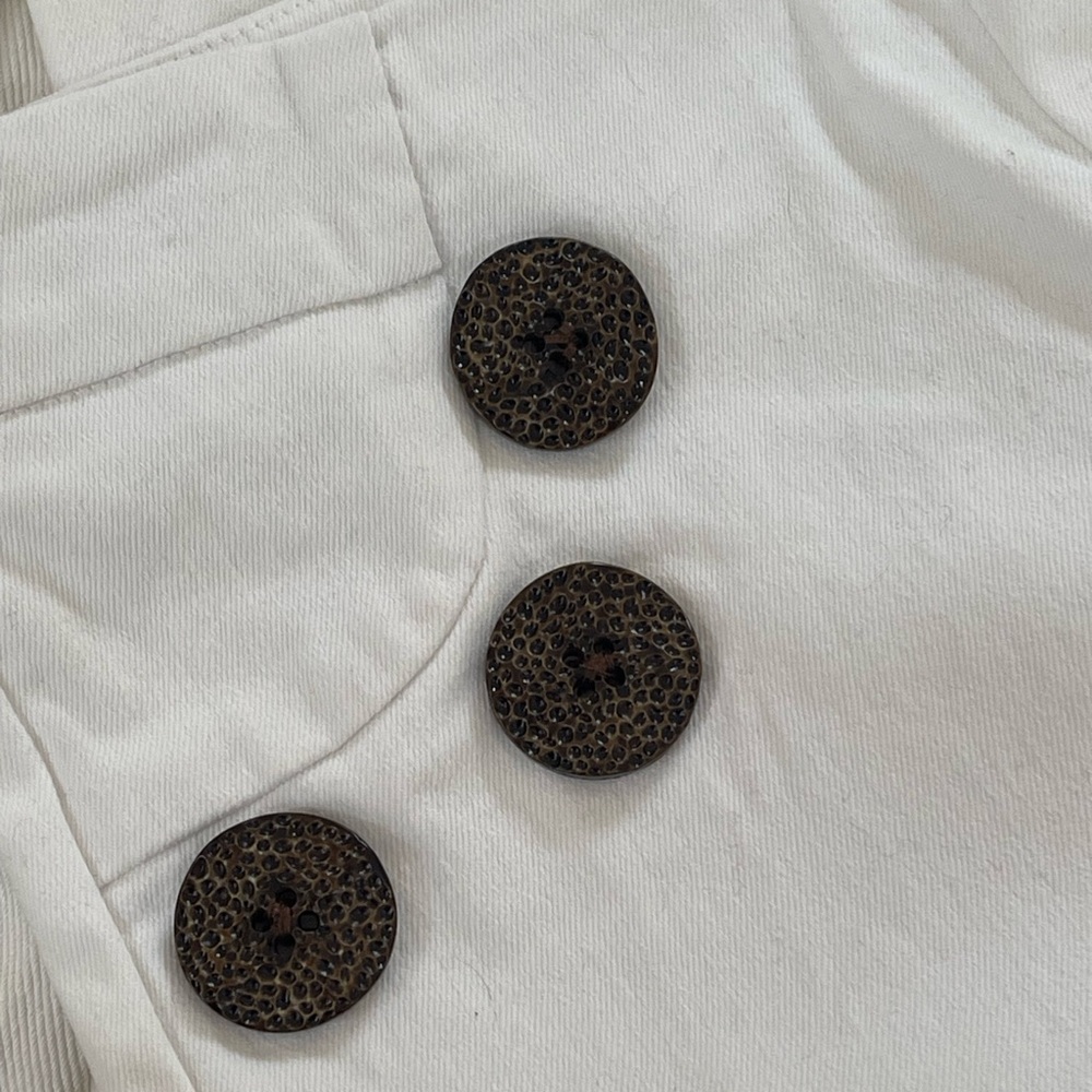 TCEC White Sailor Style Flared Pants with Large Buttons Detail Sz S Side Zipper - Picture 7 of 10